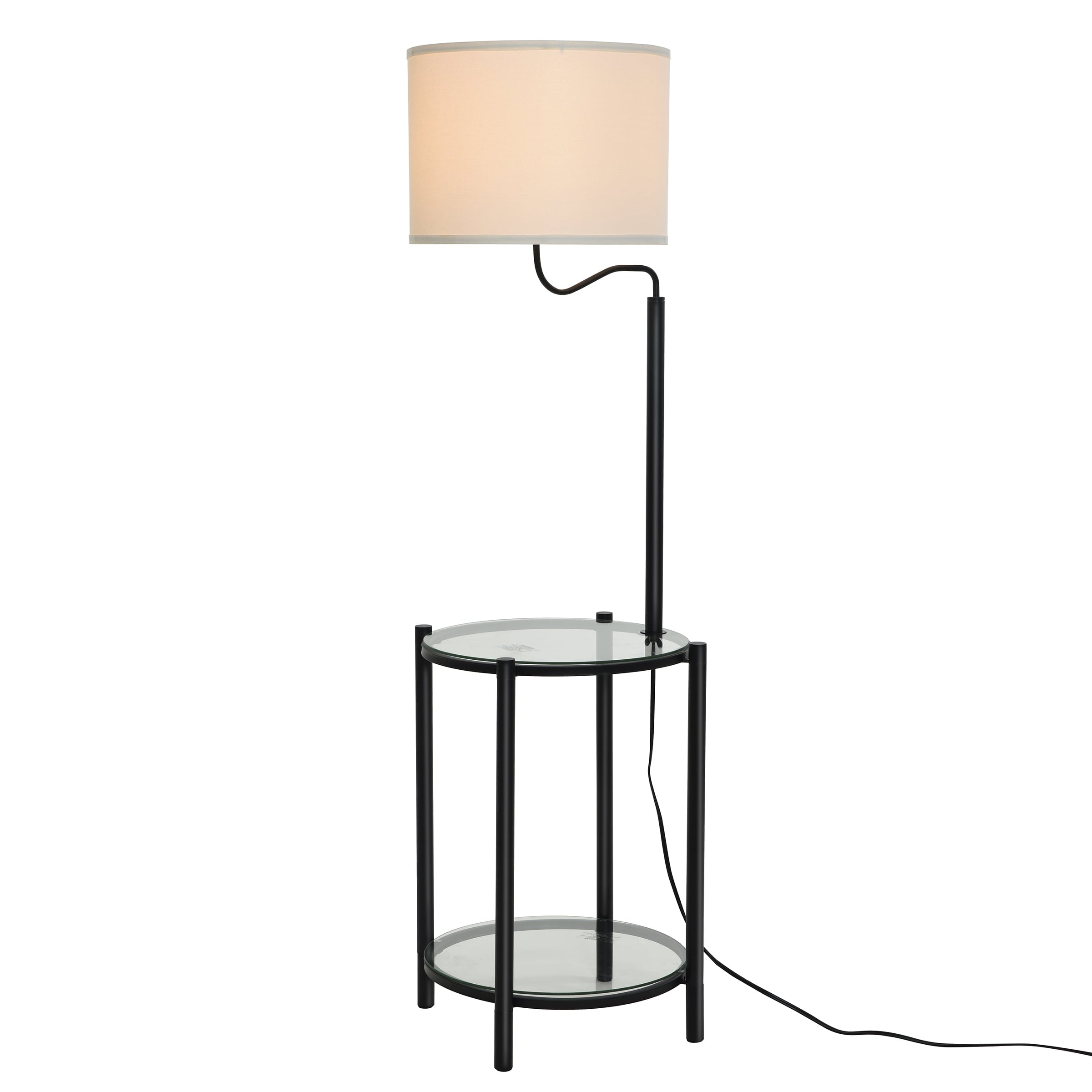 Cozylumi™ Glass End Table Floor Lamp with White Shade, Matte Black, 17"L x 17"W x 54"H