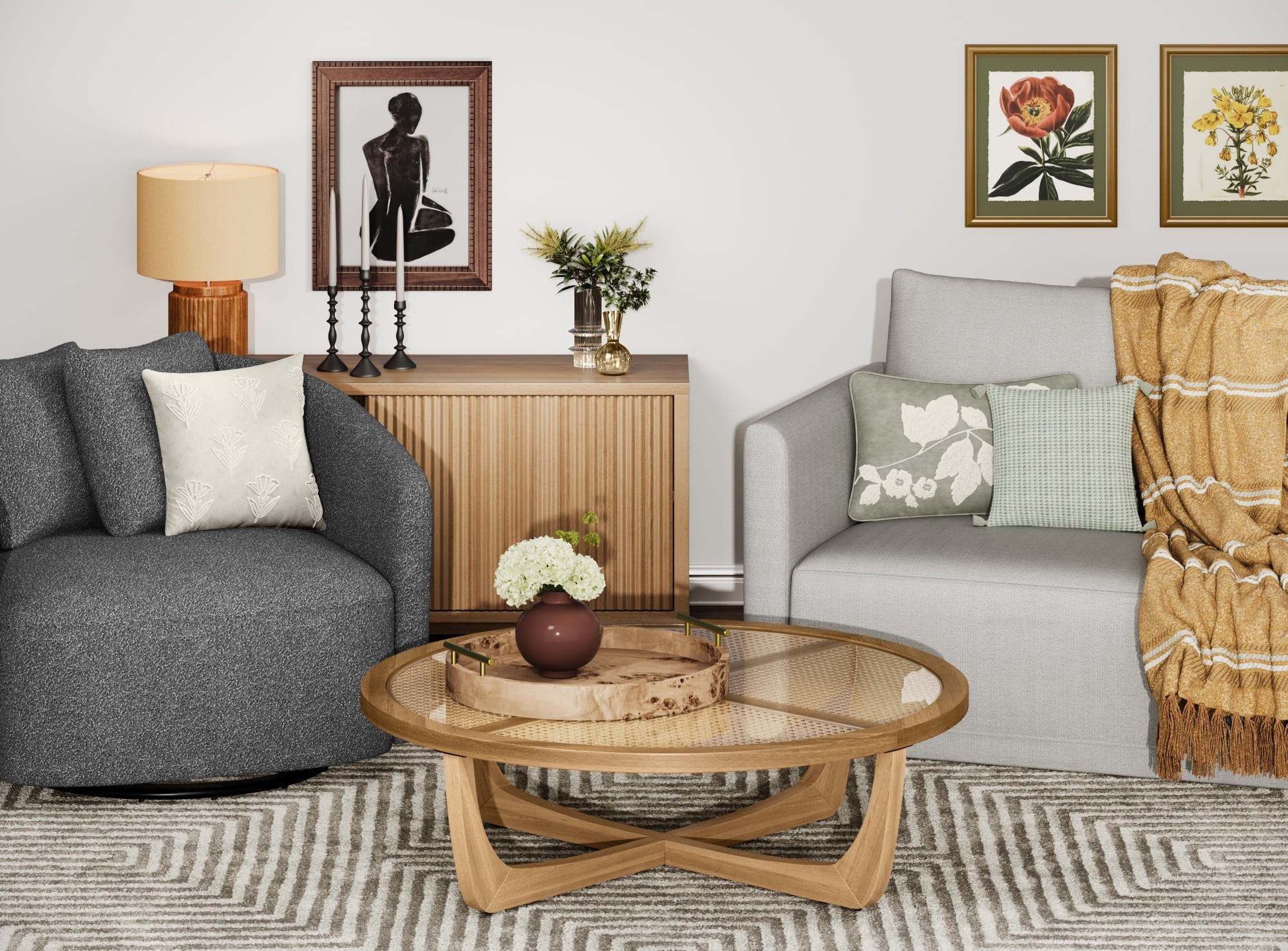 Cozylumi™ Beautiful 10.25" x 10.25" x 14" Brown Faux Ribbed Wood Table Lamp by Drew