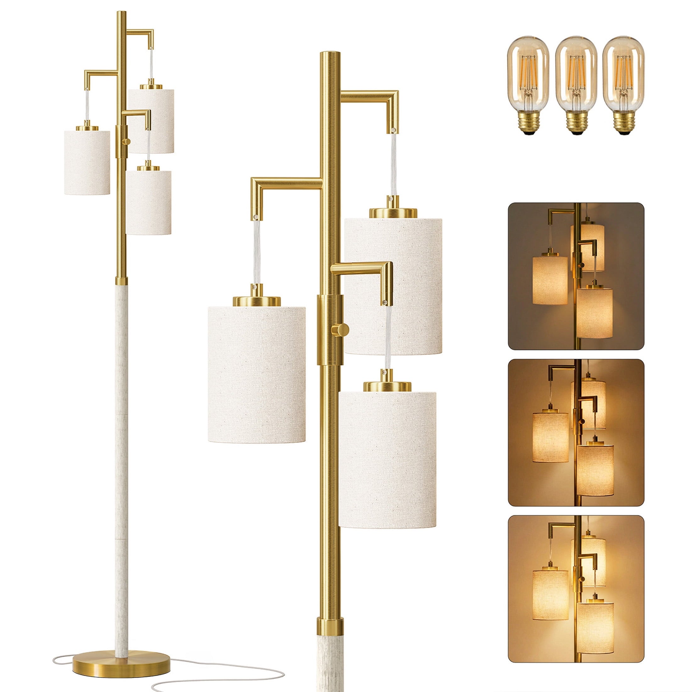 Cozylumi™ 70" Resin Metal Tall Floor Lamp for Living Room with Lamp Shade,Farmhouse