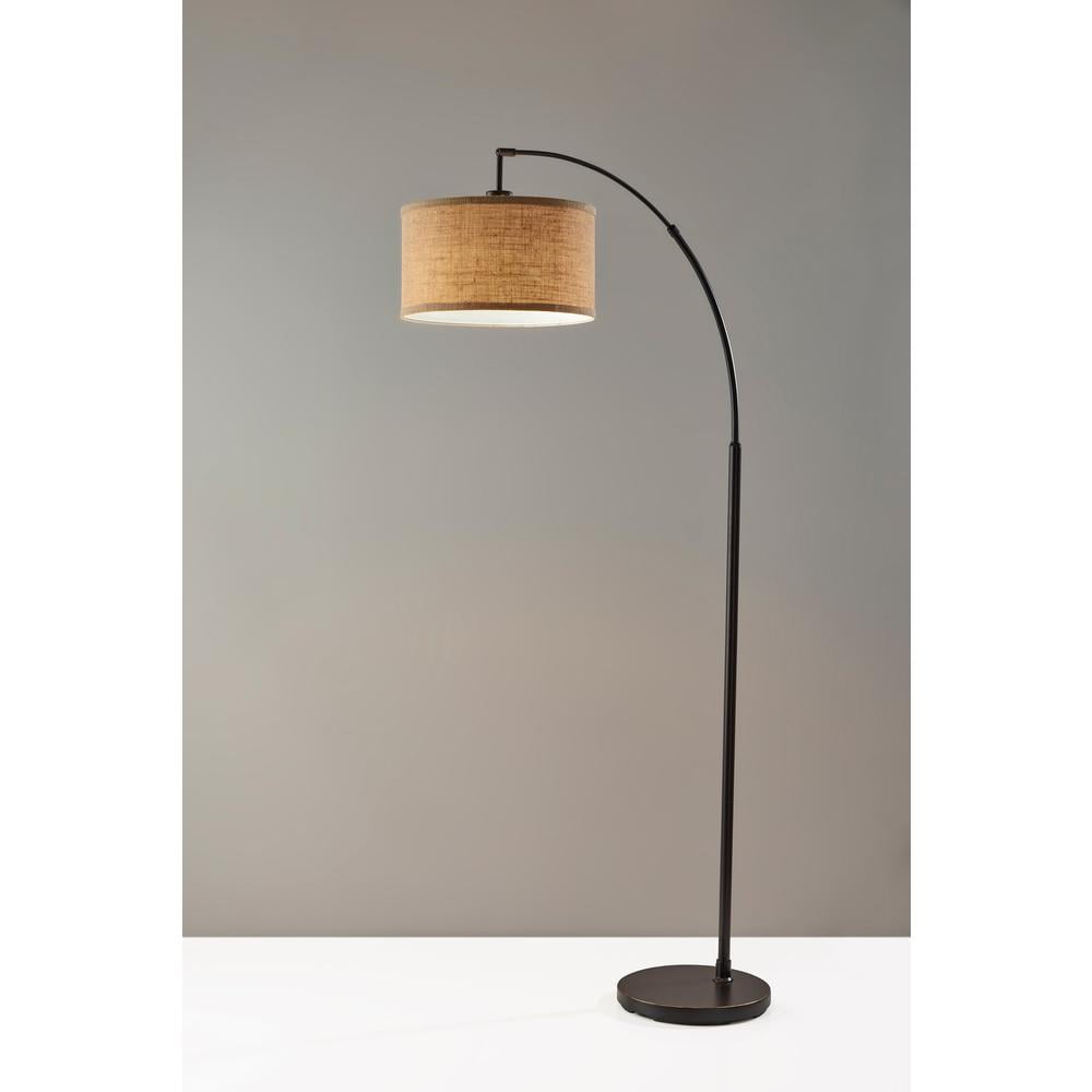 Cozylumi™ 68 Traditional Rotary Switch Antique Bronze Arc Floor Lamp with Burlap Drum
