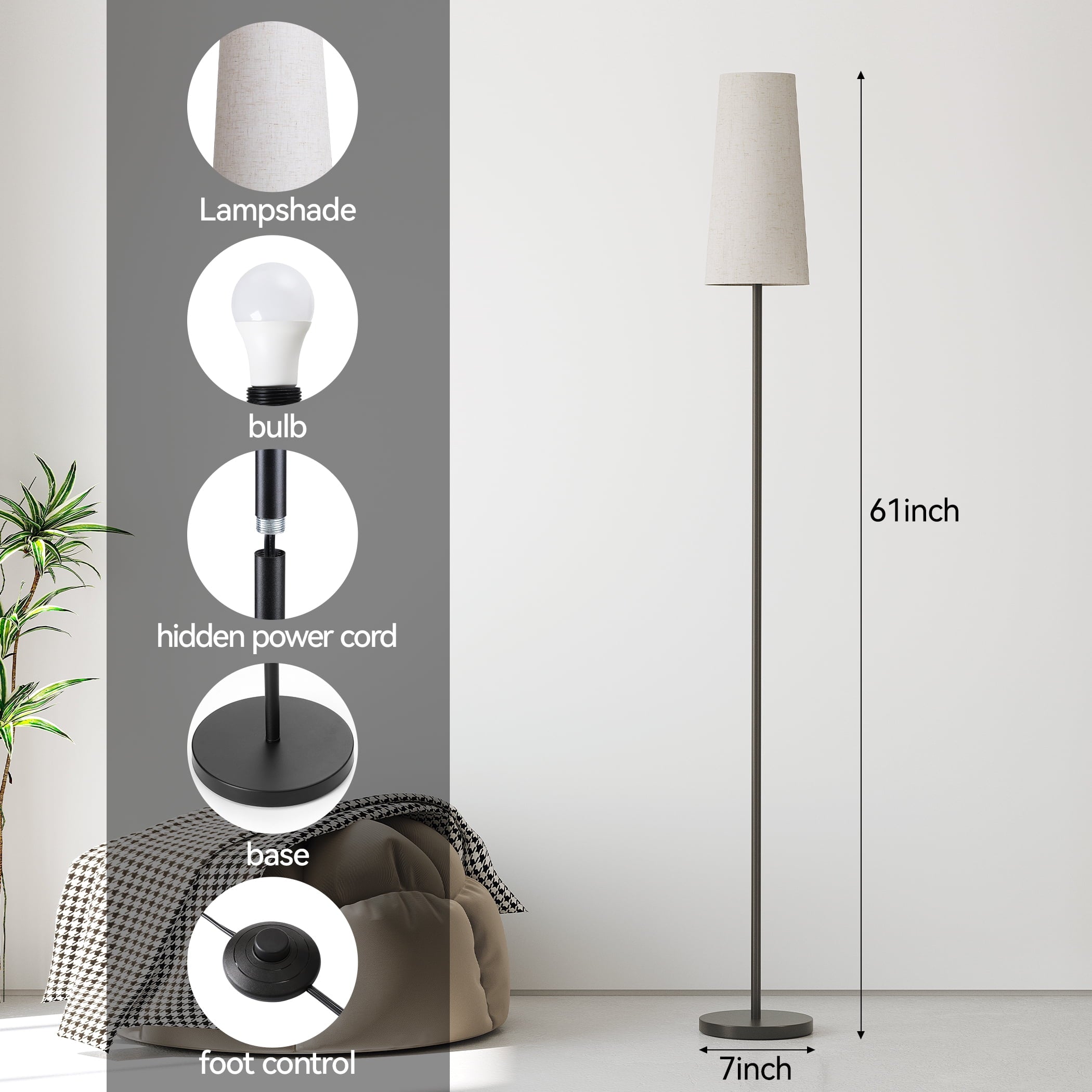 Cozylumi™ Floor Lamp, Floor Lamp for Living Room Modern Standing Lamps with Lampshade 3