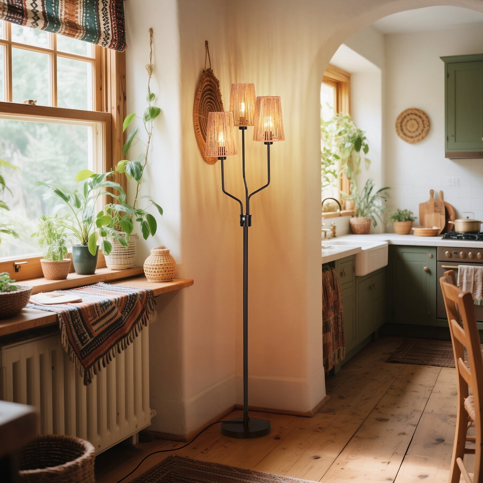 Cozylumi™ Rattan Floor Lamp, Floor Lamps for Living Room with 3 Tier Dimmable Lighting