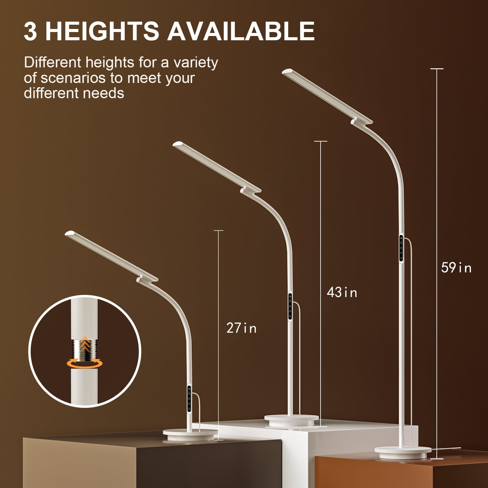 Cozylumi™ Shomterade 3-in-1 SAD Light Therapy Lamp , Floor Lamp with Remote, Adjustable