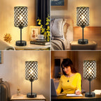 Cozylumi™ Crystal Table Lamp for Bedroom,Modern Dimmable Touch Lamp with Crystal