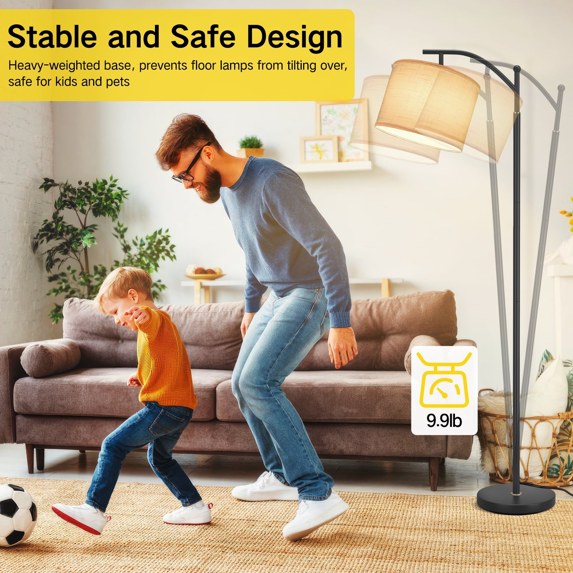 Cozylumi™ 63" Arc Floor Lamp for Living Room, Modern Standing Lamp with Hanging Linen