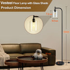 Cozylumi™ Vesteel Arc Floor Lamp for Living Room, Modern Standing Lamp with Glass