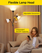 Cozylumi™ Floor Lamp with Reading Light for Living Room, LED Standing Lampwith Remote