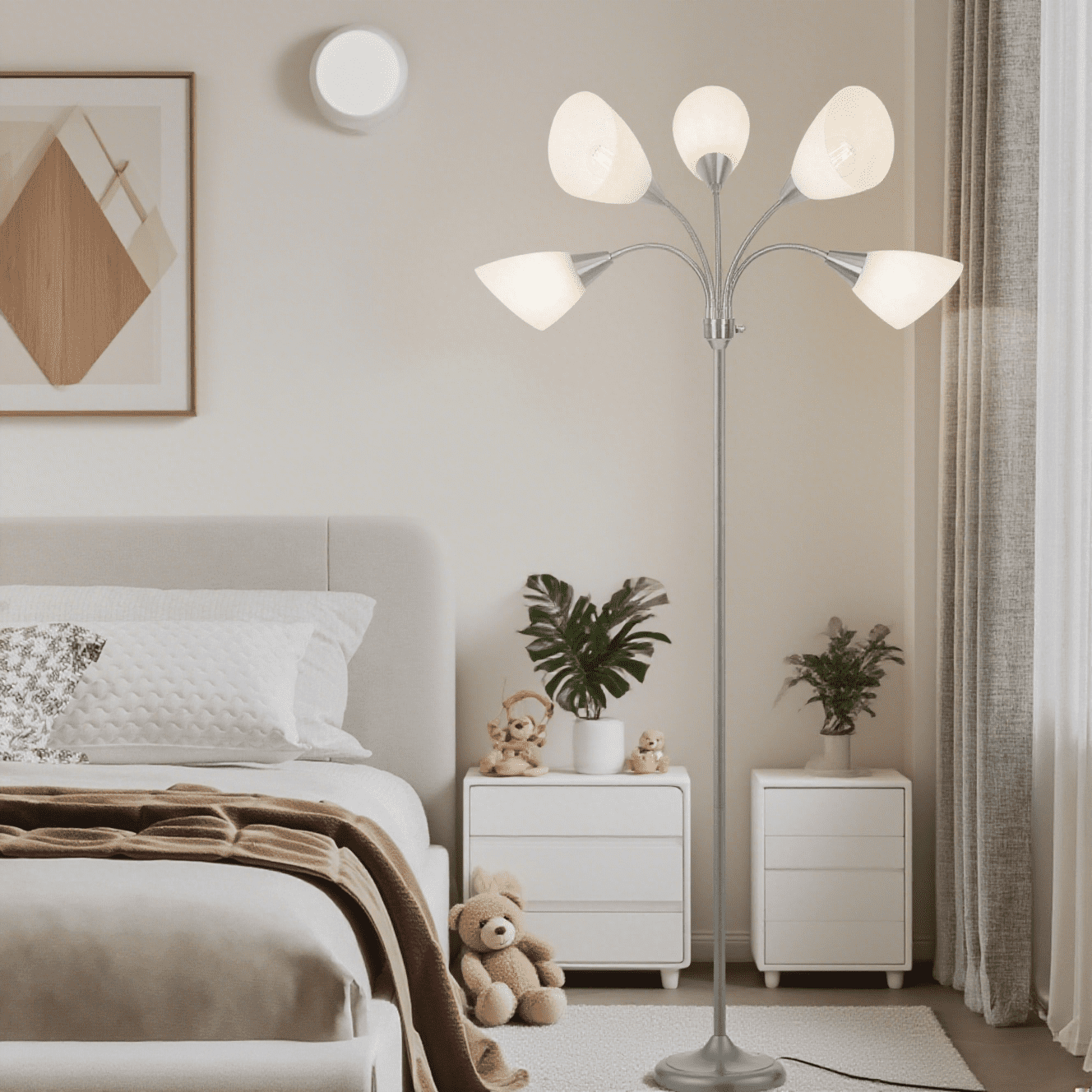 Cozylumi™ HonoDing Adjustable Gooseneck Floor Lamp with Matte White Acrylic Shade, 68