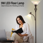Cozylumi™ Floor Lamp for Living Room, LED Standing Reading Light for Bedroom with Glass