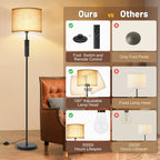 Cozylumi™ Modern Floor Lamps for Living Room, 63" Standing Lamp with Linen Shade, Tall