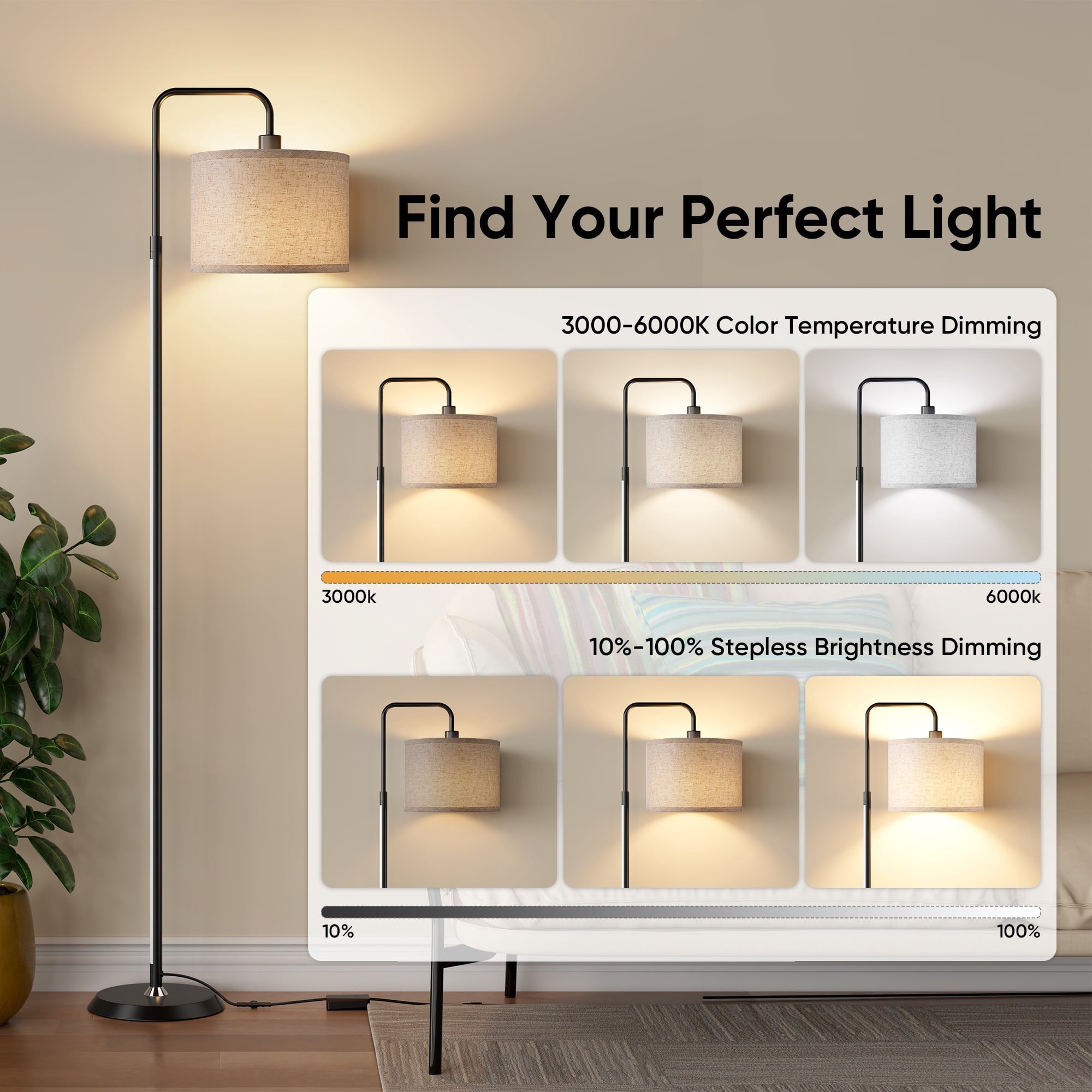 Cozylumi™ 69in Smart LED Floor Lamp with APP Control & RGB Colors Dimmable Standing