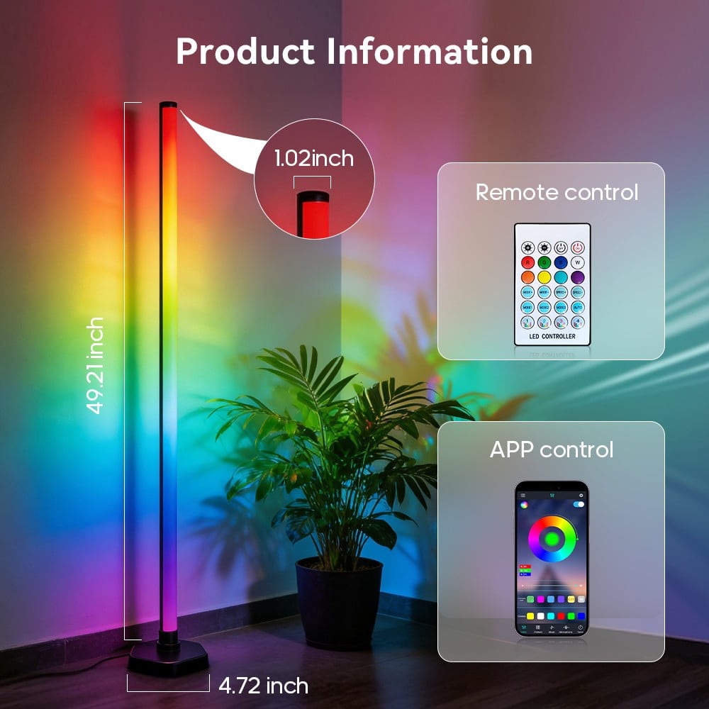 Cozylumi™ LED Corner Floor Lamp, 16 Million Colors Corner Light with App & Remote