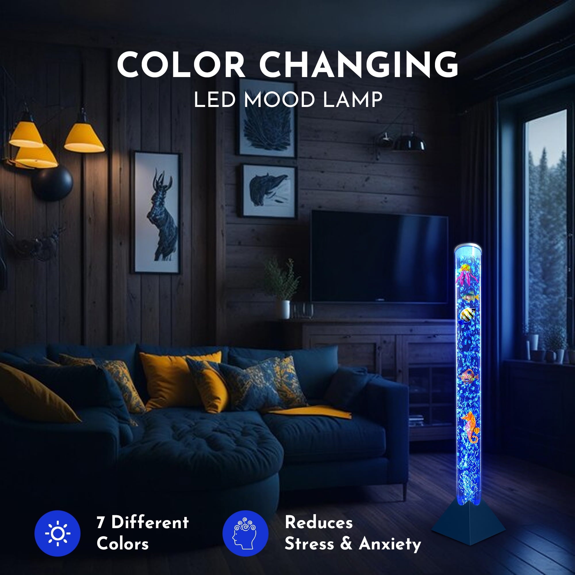 Cozylumi™ Brewish 3FT Bubble Floor Lamp, 7 Color Changing LED Night Light, Sensory