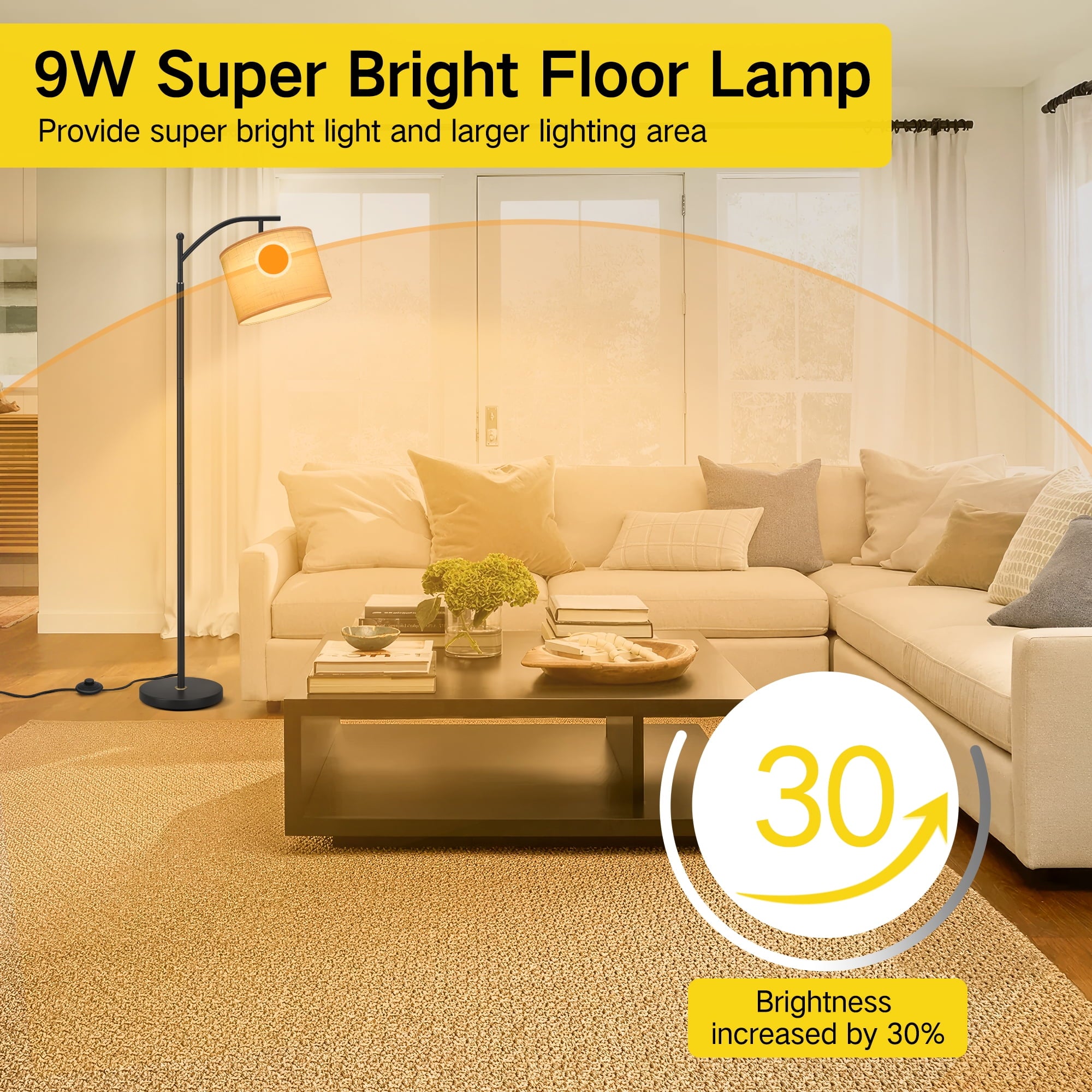 Cozylumi™ 63" Arc Floor Lamp for Living Room, Modern Standing Lamp with Hanging Linen