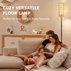 Cozylumi™ Coliware 63 Rattan Floor Lamp, Black Modern Standing Lamp with Pull Chain