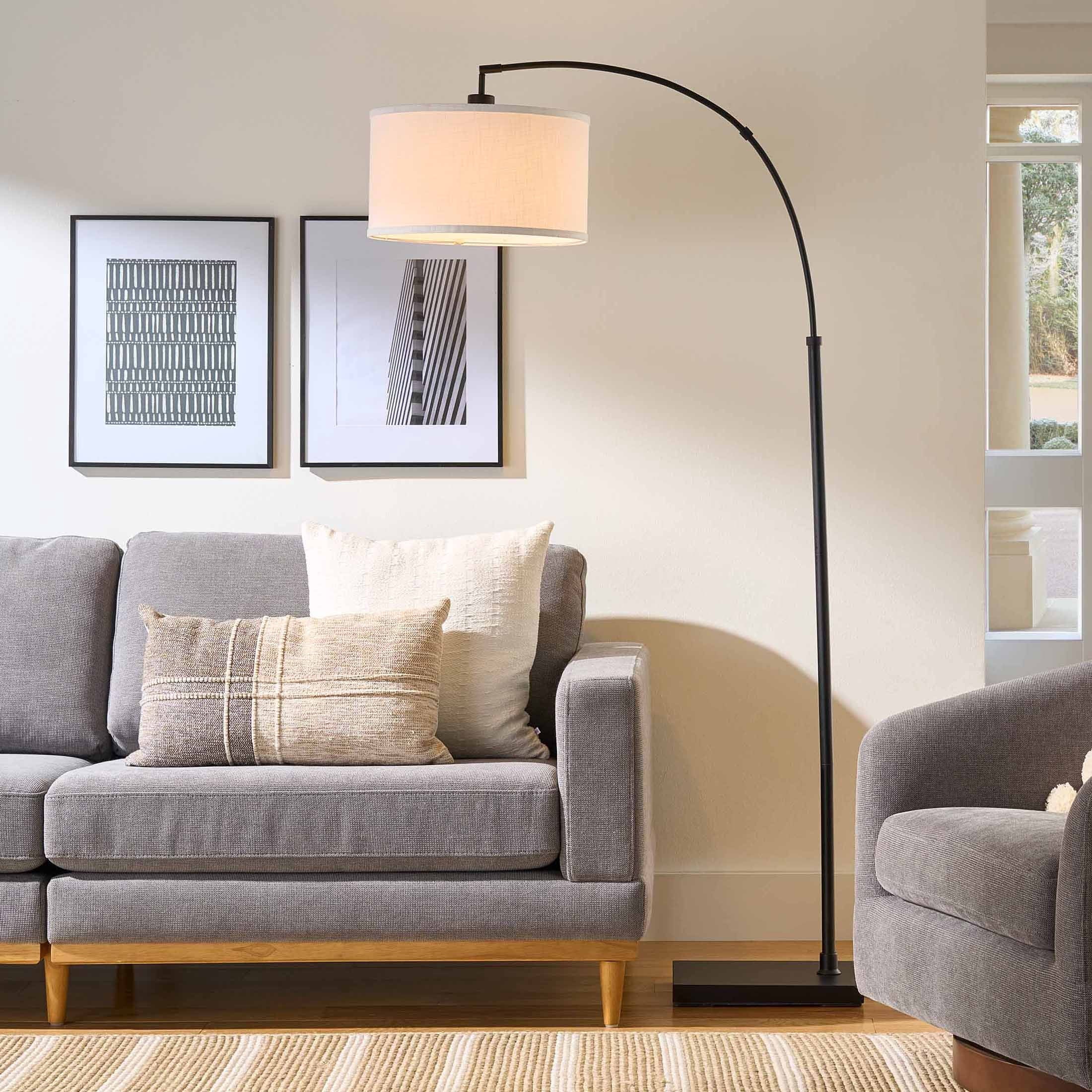 Cozylumi™ Michelle 71-Inch Metal Arc Floor Lamp with White Fabric Shade and 3-Way Switch