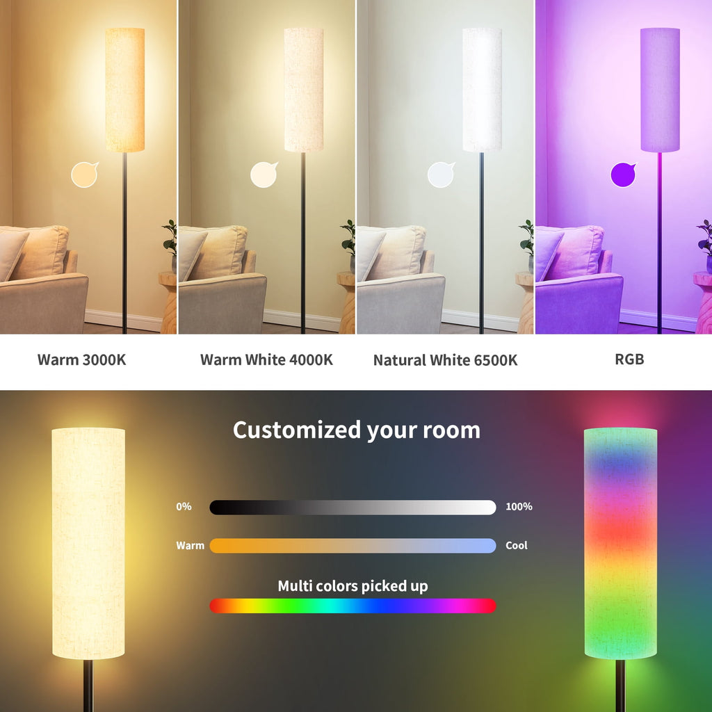 Cozylumi™ 67" Floor Lamp, 16 Million Color Changing Smart LED Lamp with Music Sync, APP