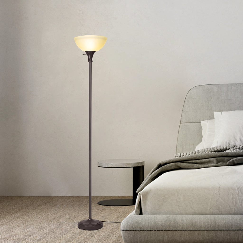 Cozylumi™ HonoDing 72-inch Floor Lamp with Frosted White Glass Shade in Vintage Art