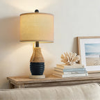 Cozylumi™ Farmhouse Table Lamp for Living Room Bedroom 20" Coastal Navy Blue