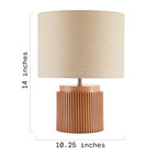 Cozylumi™ Beautiful 10.25" x 10.25" x 14" Brown Faux Ribbed Wood Table Lamp by Drew