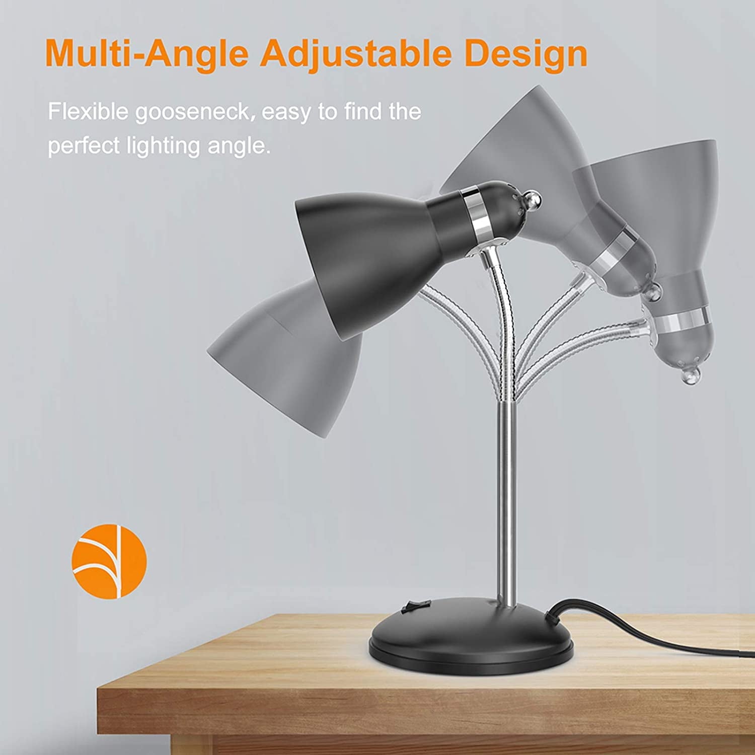 Cozylumi™ Metal Desk Lamp, Adjustable Gooseneck Reading Lamp for Home, Office, Bedroom
