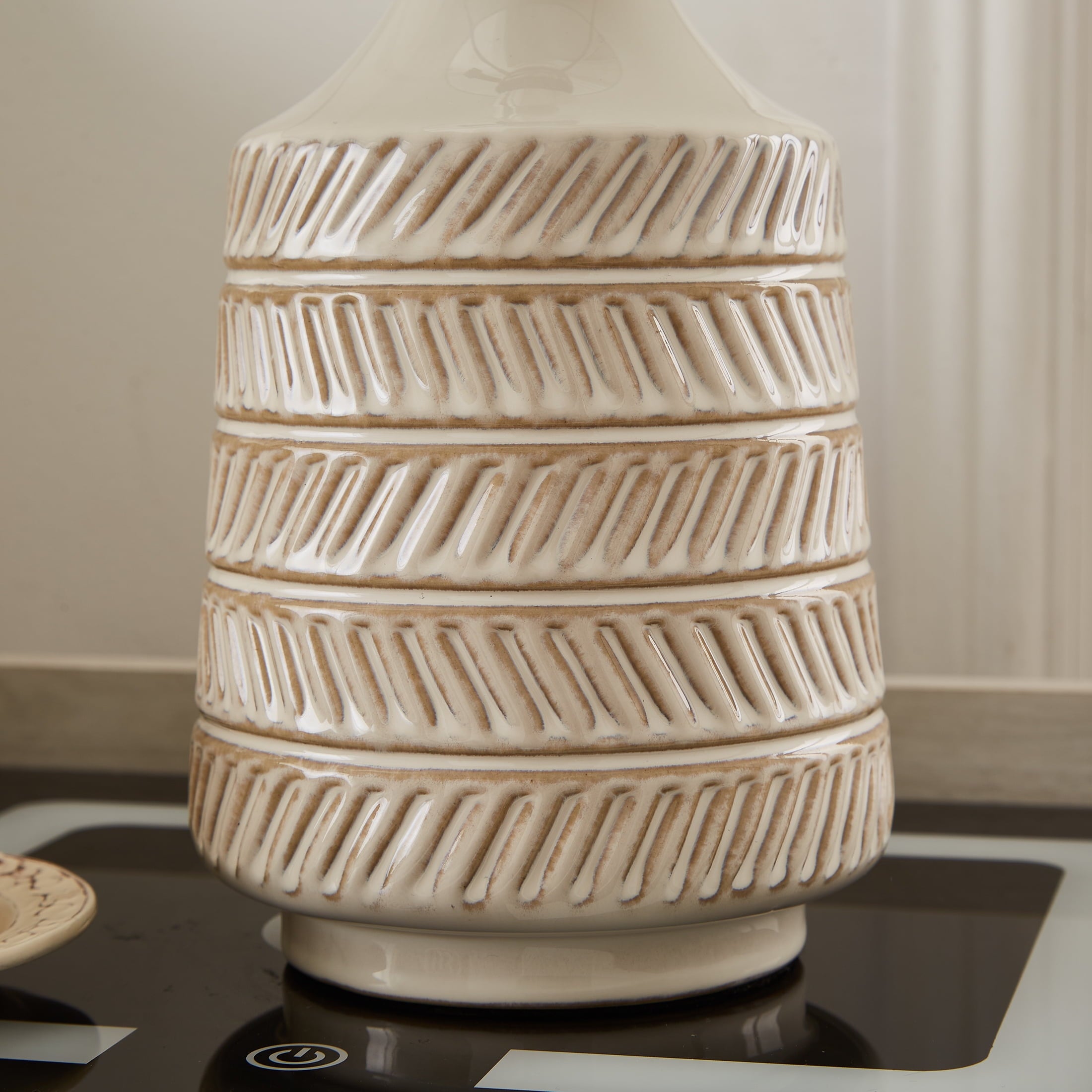 Cozylumi™ 17 in Reactive Glaze Ceramic Table Lamp with White Fabric Shade