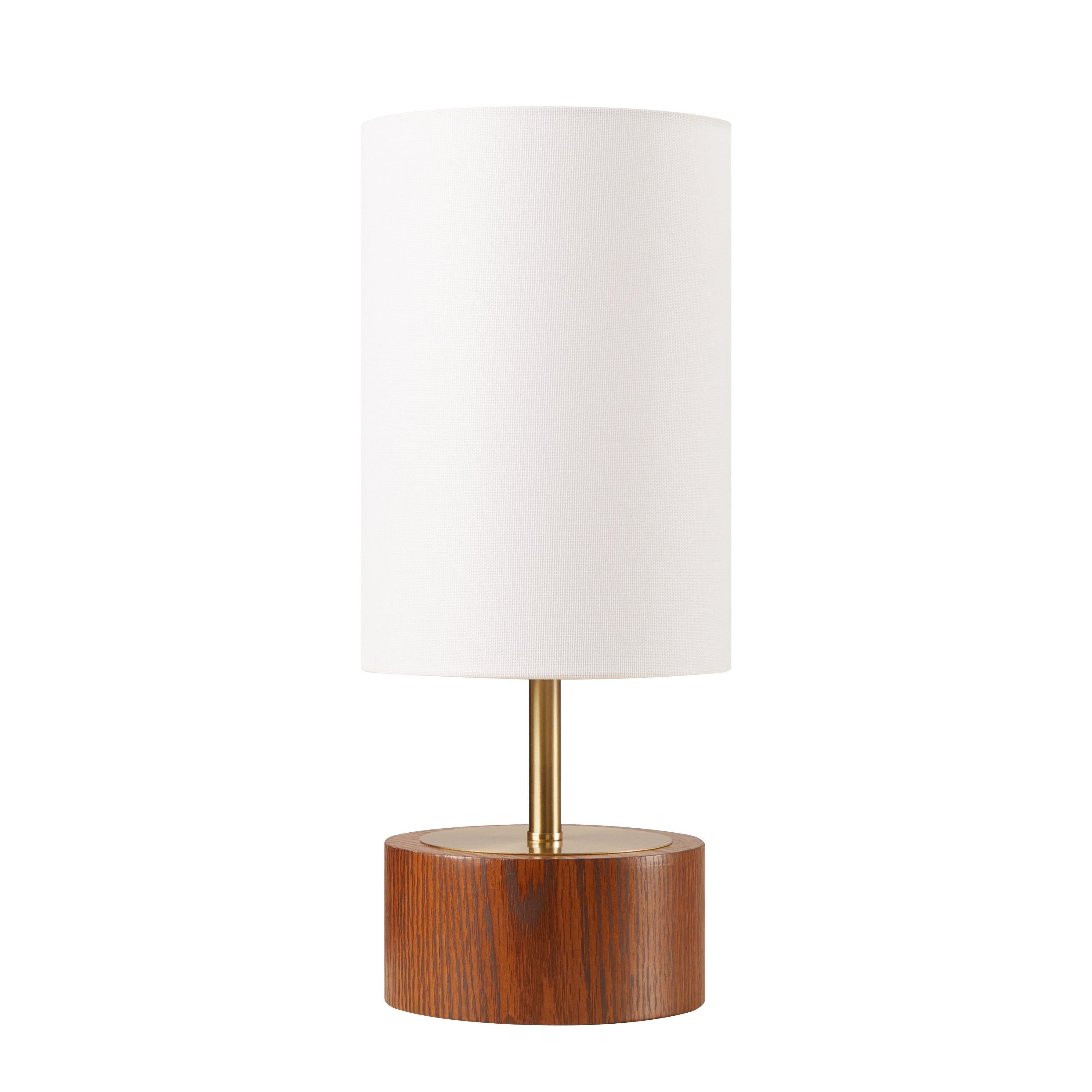 Cozylumi™ Woodgrain Touch Table Lamp, Walnut and Brushed Brass Finish, 16.25 in