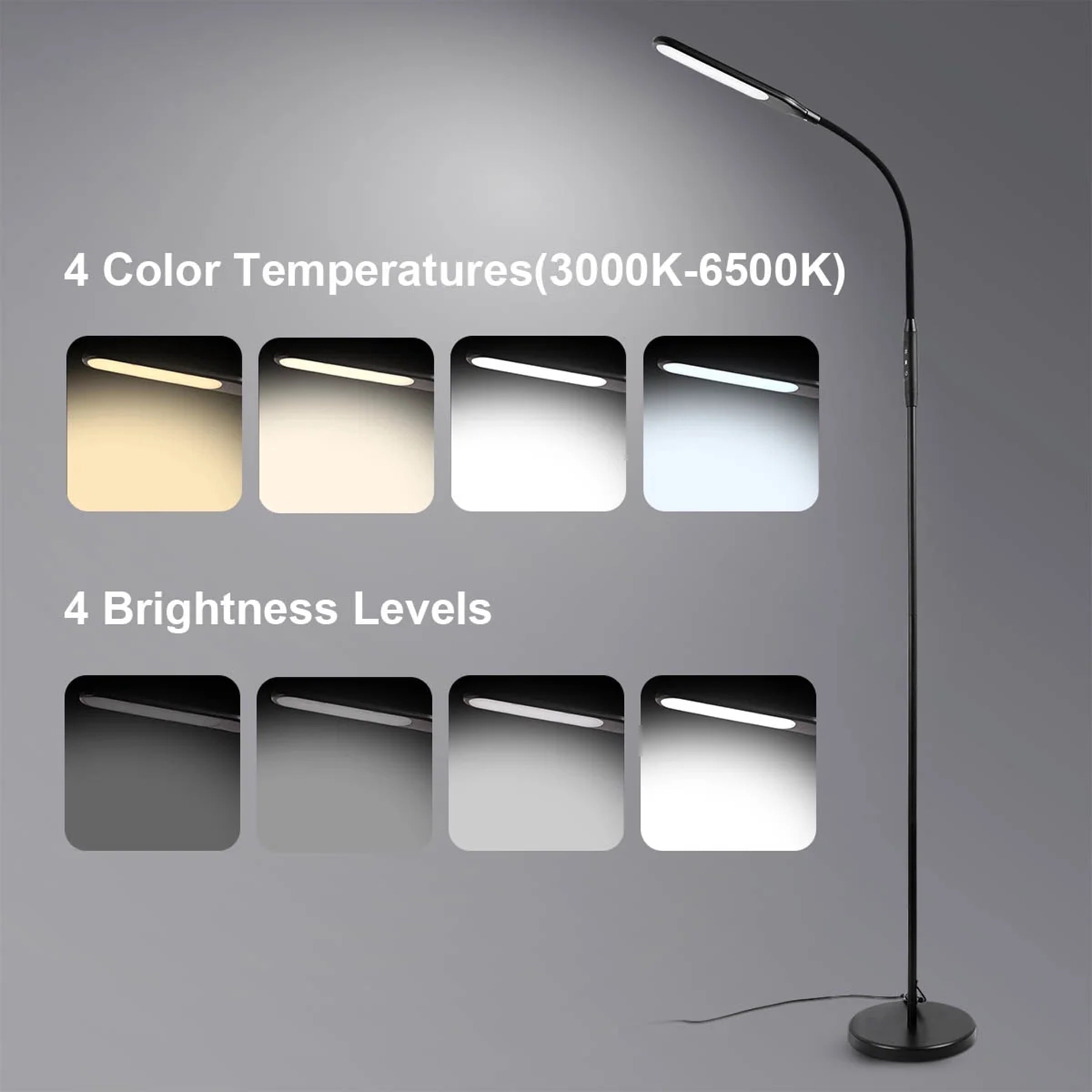 Cozylumi™ 71 in LED Floor Lamp, Adjustable Brightness, 4 Color Temperatures, Black, for