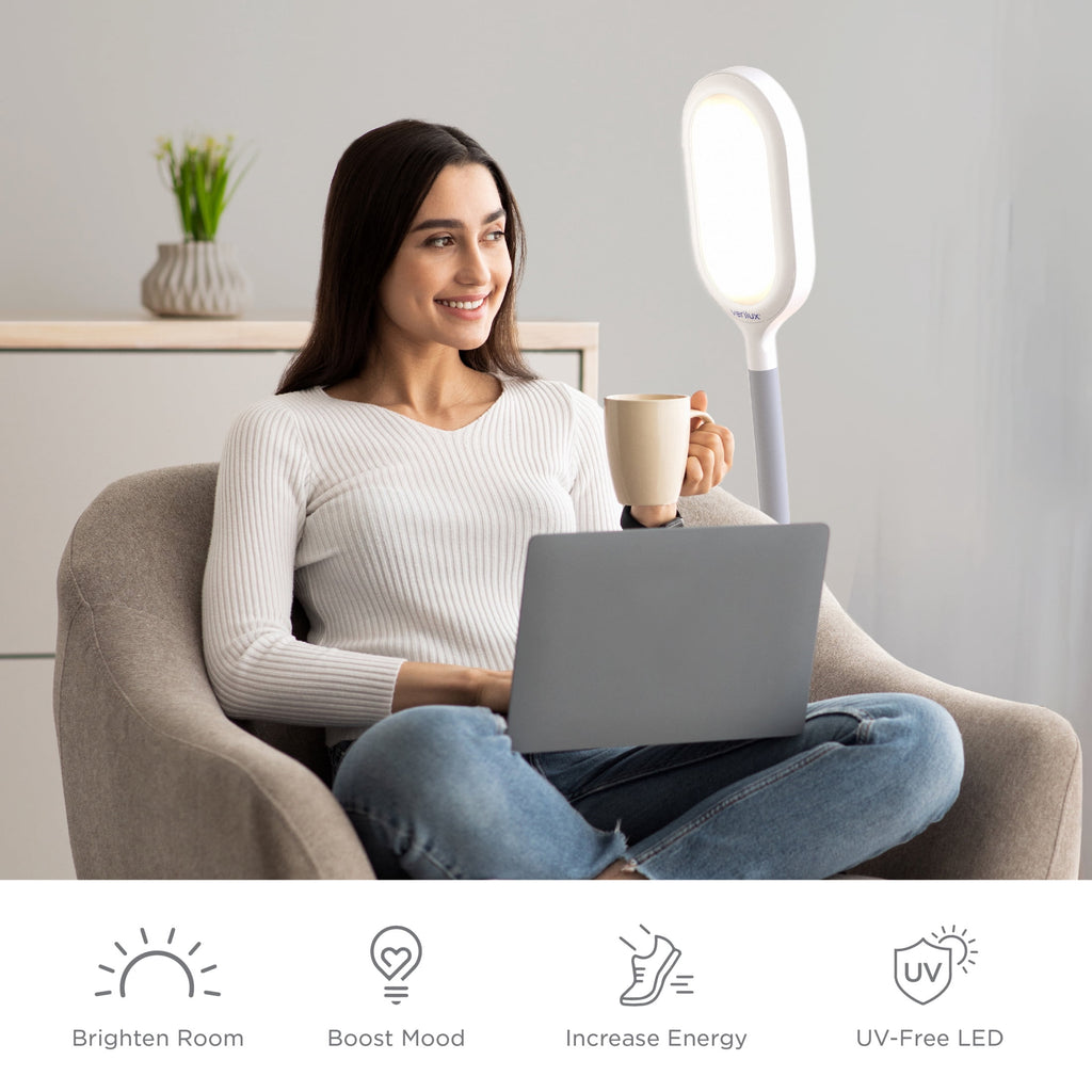 Cozylumi™ Verilux HappyLight Duo 2-in-1 Light Therapy & Floor Lamp White VT39WW1