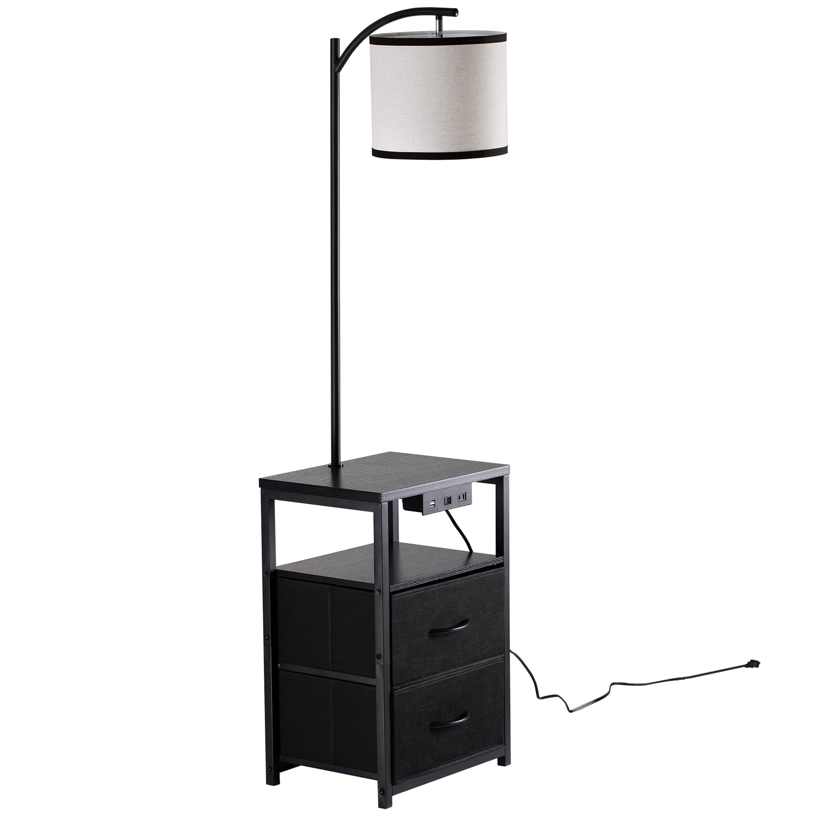 Cozylumi™ Floor Lamp with Table & 2 Drawers, Lamp with USB Port and Outlet, 3 Color Led