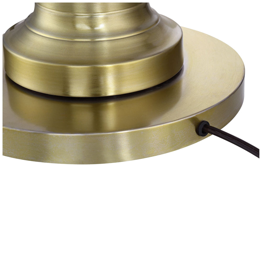 Cozylumi™ Vintage Floor Lamp 58" Tall Brushed Antique Brass Metal Off White Linen Drum