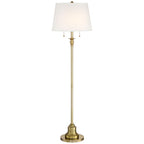Cozylumi™ Vintage Floor Lamp 58" Tall Brushed Antique Brass Metal Off White Linen Drum