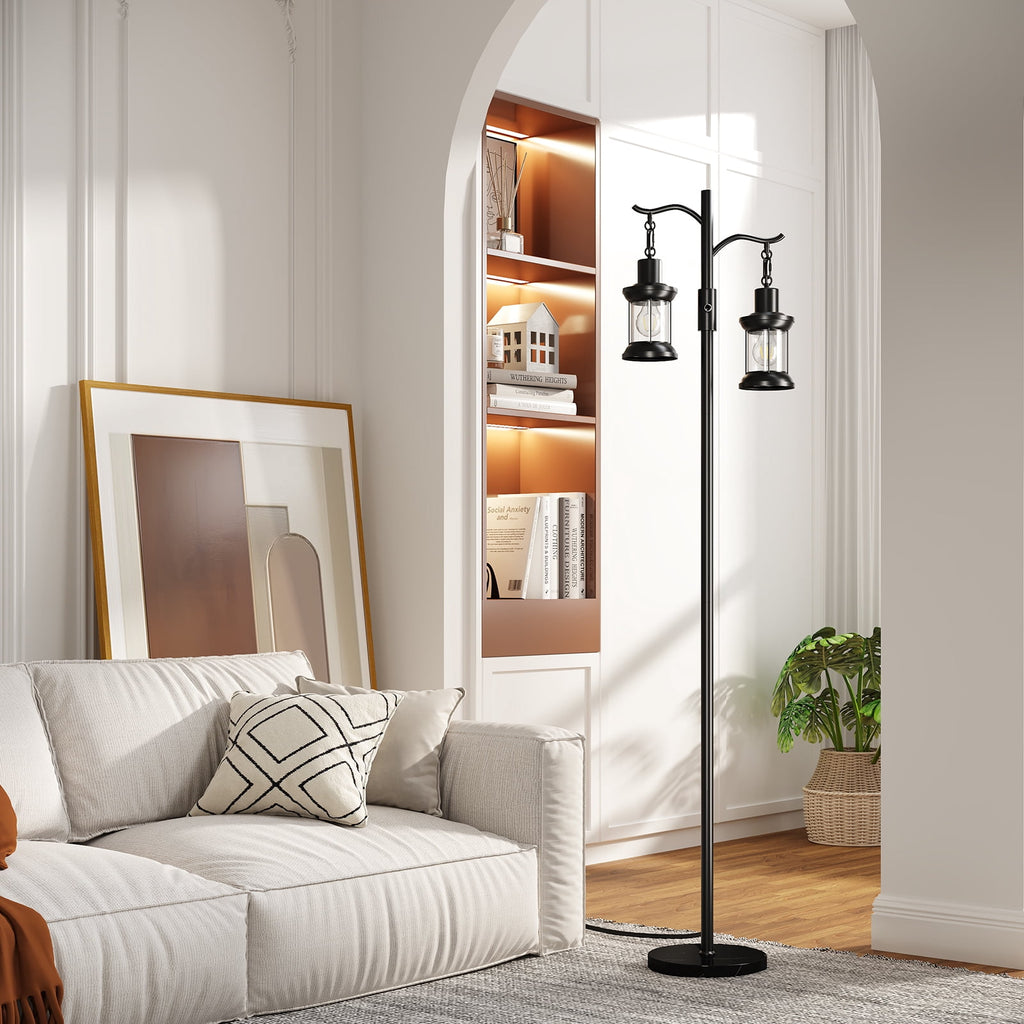 Cozylumi™ 63" Modern Floor Lamps with Stepless Dimming, 2 Light Glass Floor Lamps for