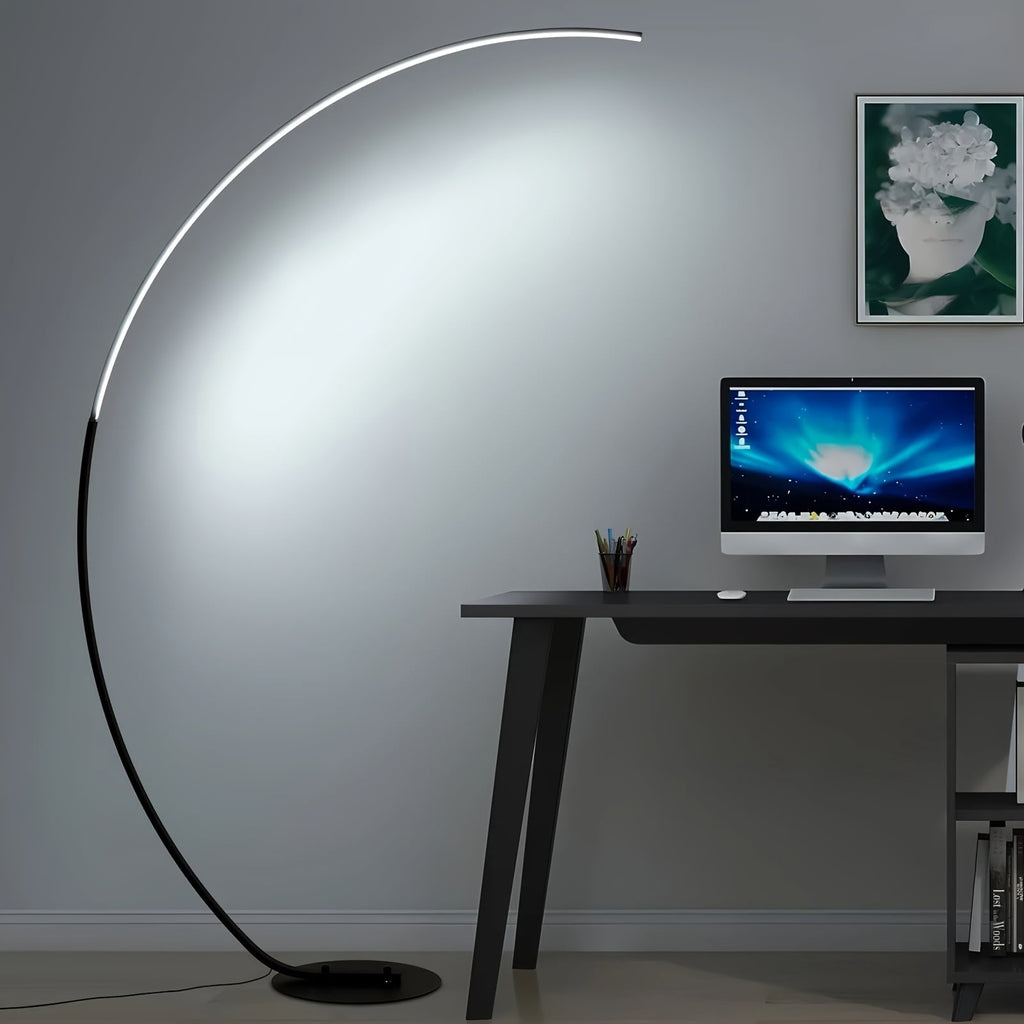 Cozylumi™ 69 Inch Arched Modern Standing Floor Lamp With Remote - Dimmable Black