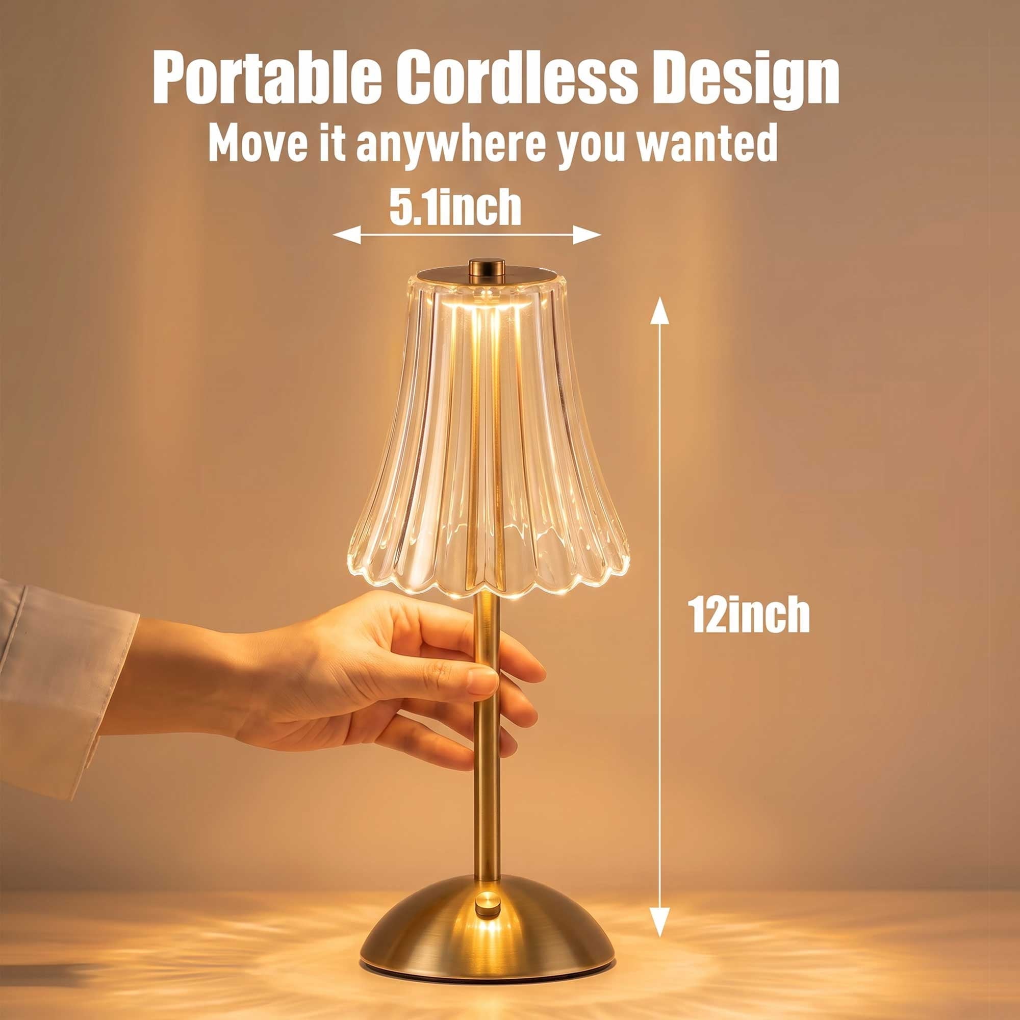 Cozylumi™ Cordless Table Lamp, 3 Color Temperatures & Stepless Dimming, Table Lamp with