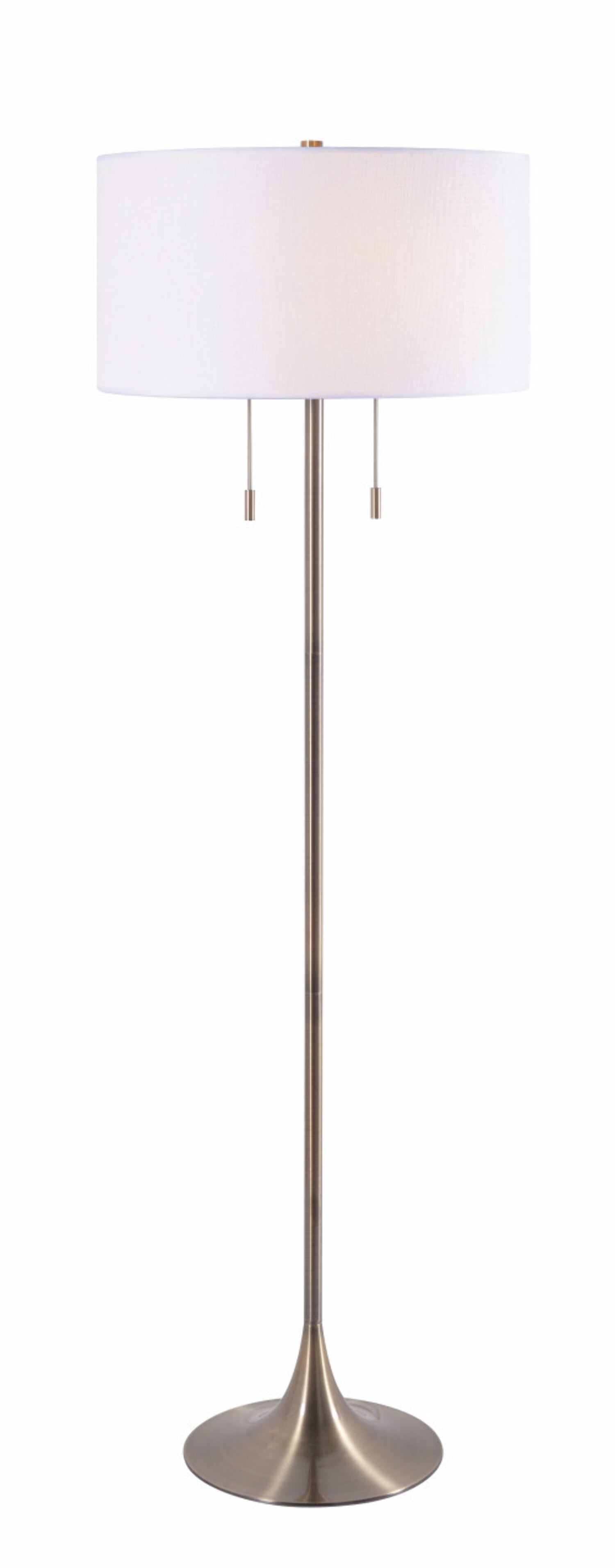 Cozylumi™ Stowe 61'' Floor Lamp with White Fabric Drum Shade Transitional Floor Light