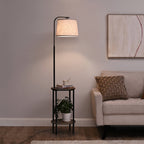 Cozylumi™ DEWENWILS Floor Lamp with Table for Living Room, 62in Rustic Farmhouse Wooden