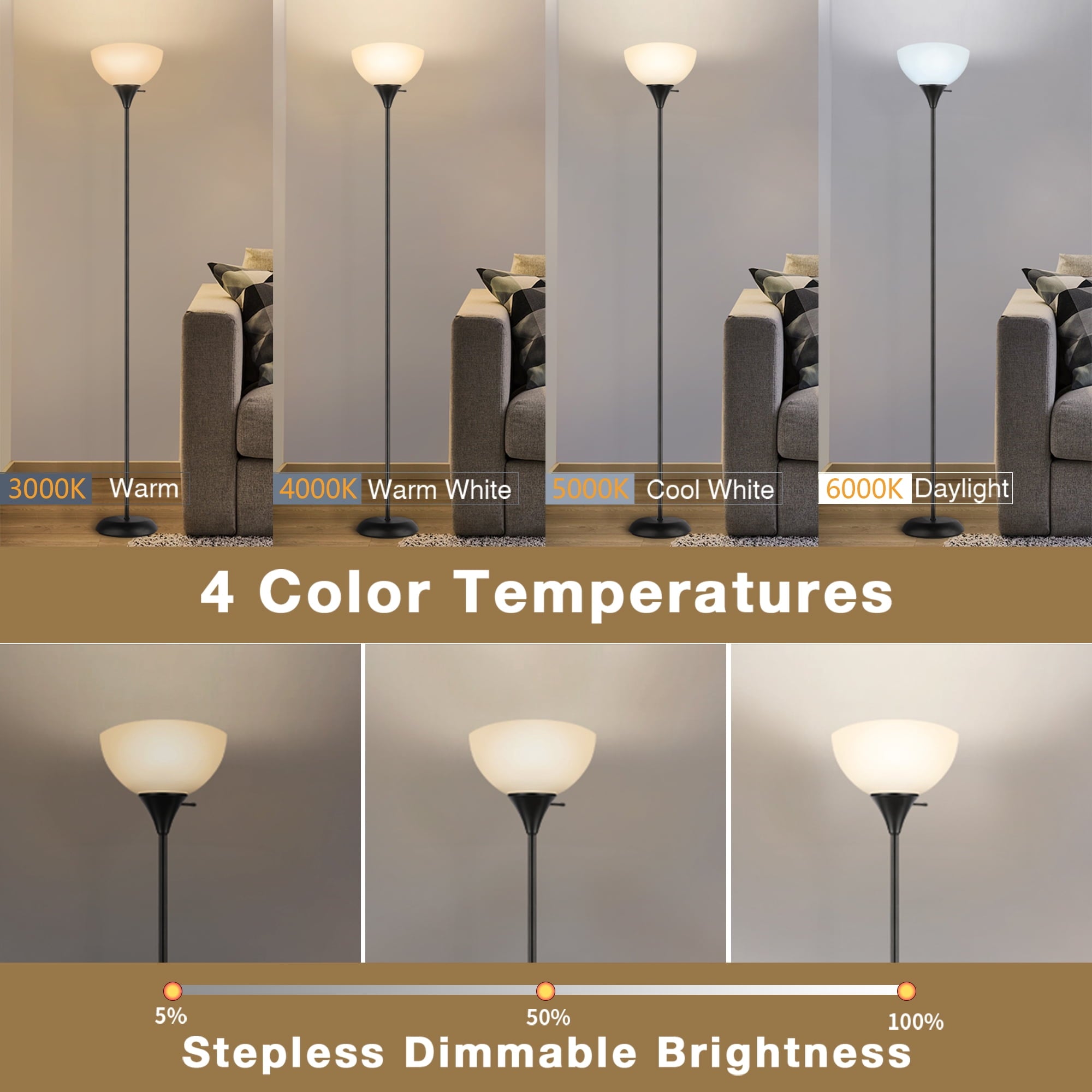 Cozylumi™ 71" Floor Lamp with Remote, 4 Color Temperature Modern LED Standing Light for