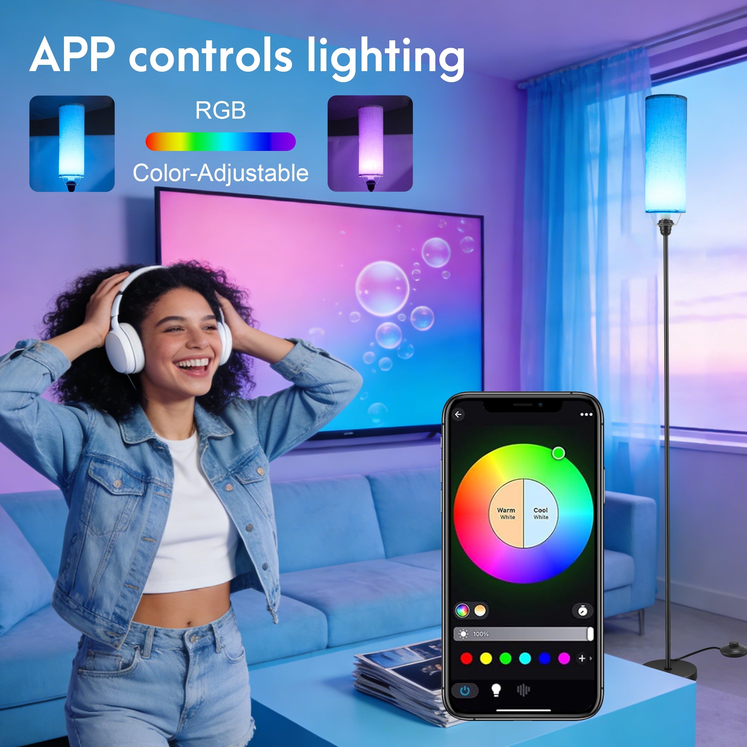 Cozylumi™ RELOIVE LED Floor Lamp,68.1 Dimmable Standing Tall Lamp with APP Control &