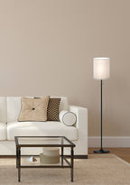 Cozylumi™ 56.5 in Floor Lamp, Black Finish with White Fabric Shade