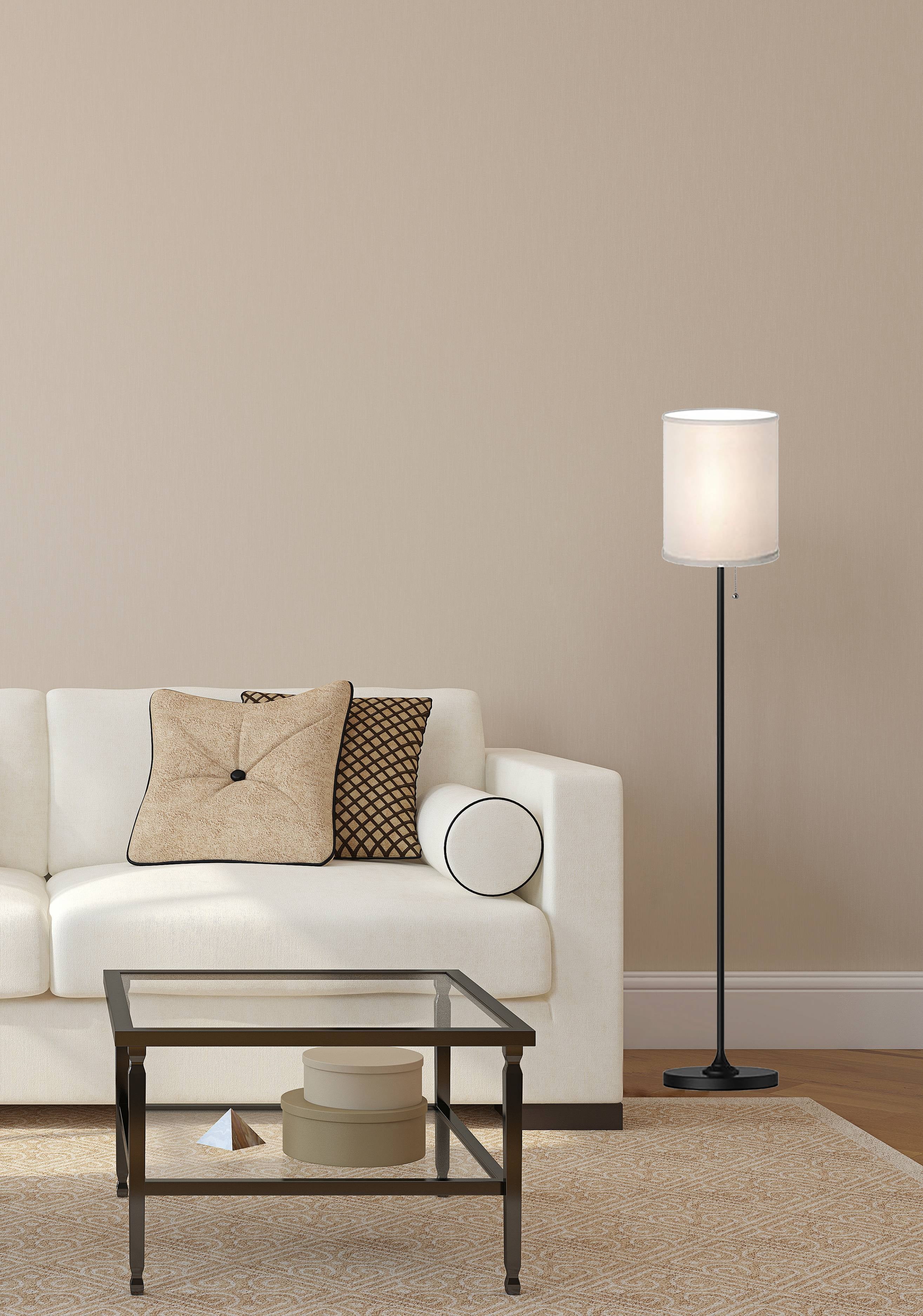 Cozylumi™ 56.5 in Floor Lamp, Black Finish with White Fabric Shade