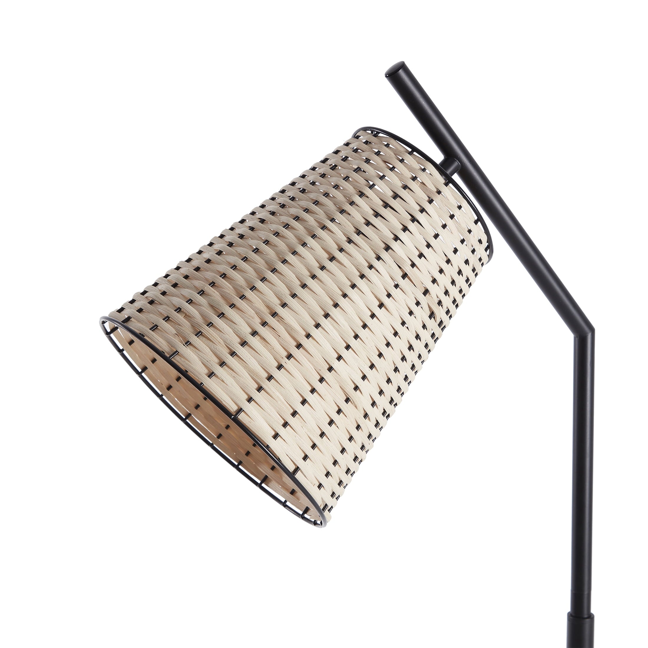 Cozylumi™ 60 in Boho Black Angled Floor Lamp with Rattan Shade