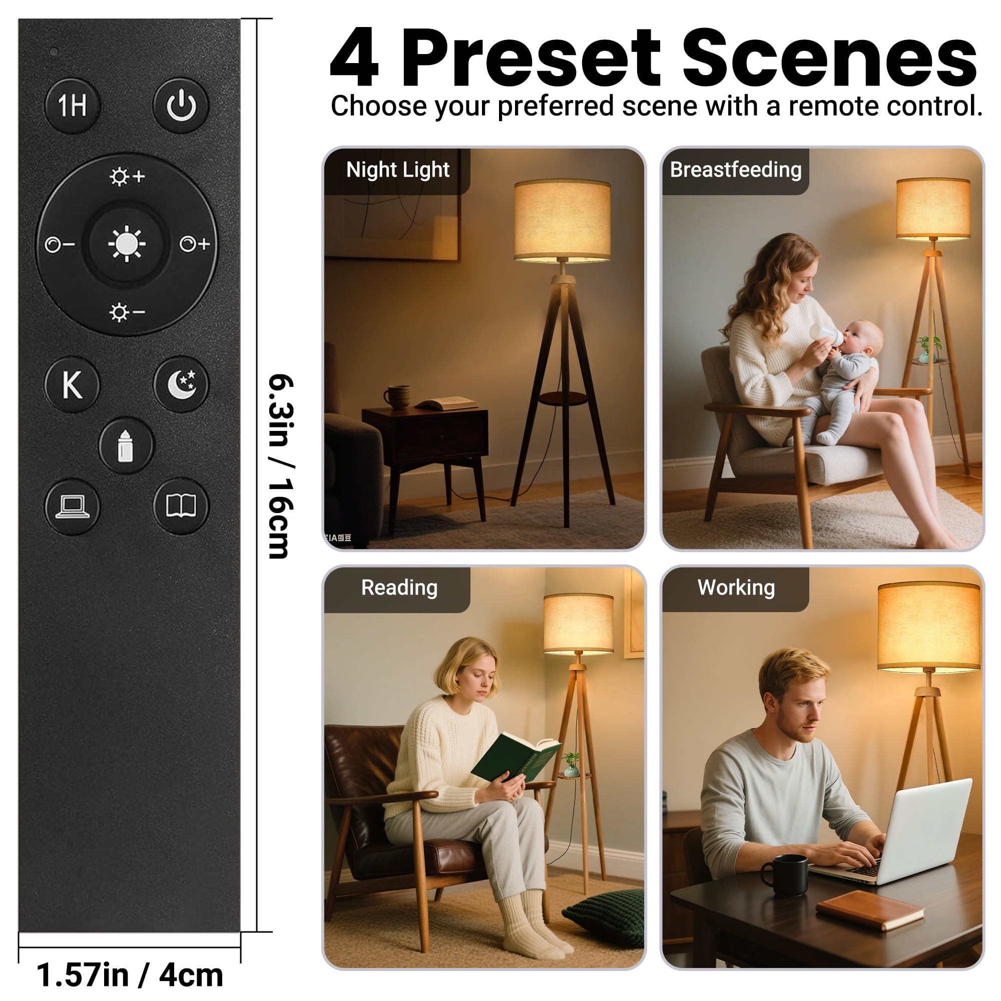 Cozylumi™ Floor Lamp for Living Room, 60'' Wood Tripod Floor Lamp with Shelves, 3 Color