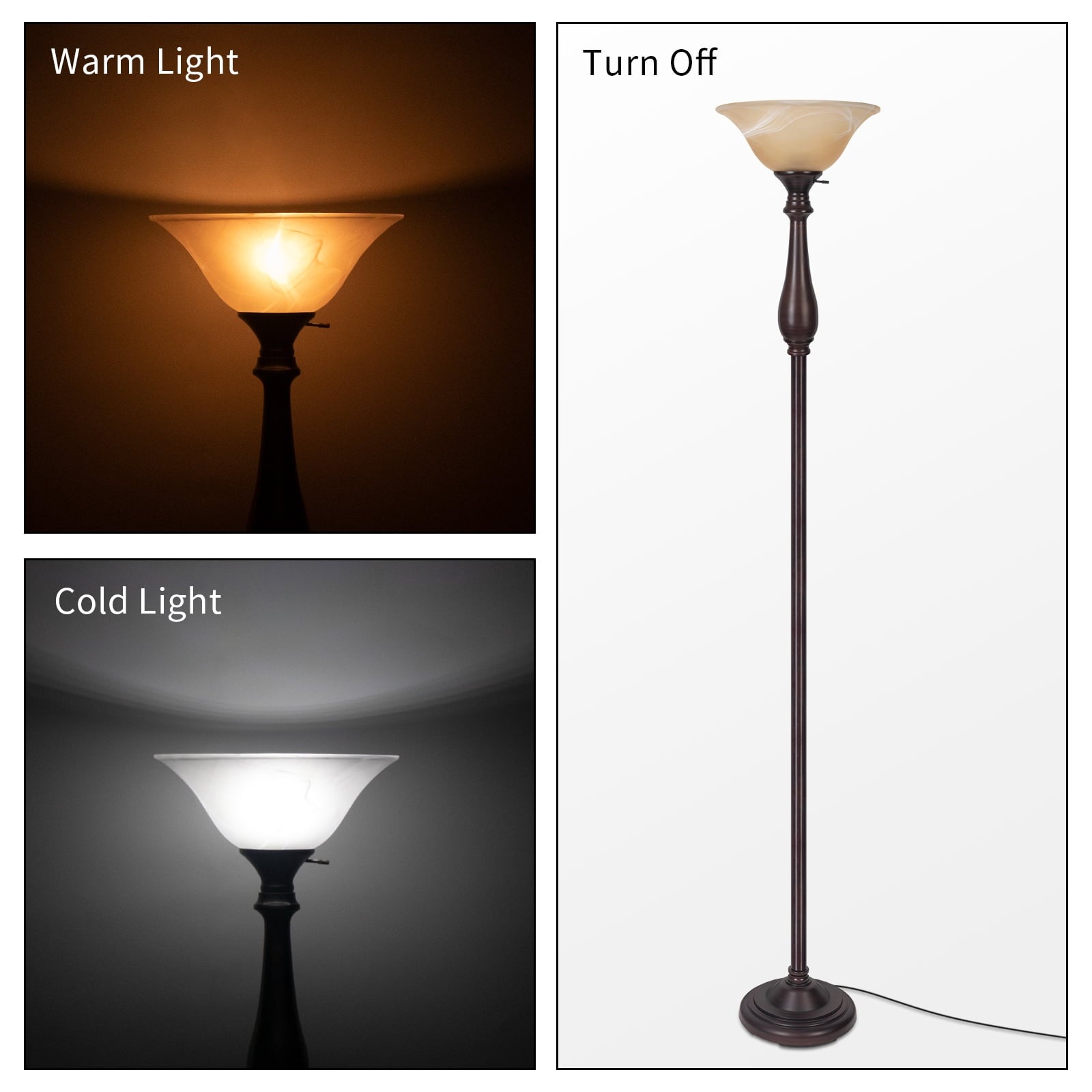 Cozylumi™ HonoDing Floor Lamp for Living Room, Standing Lamp with Glass Shade,Tall