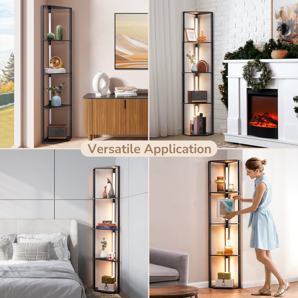 Cozylumi™ 64in Shelf Floor Lamps for Bedroom Office Living Room, Modern LED Corner