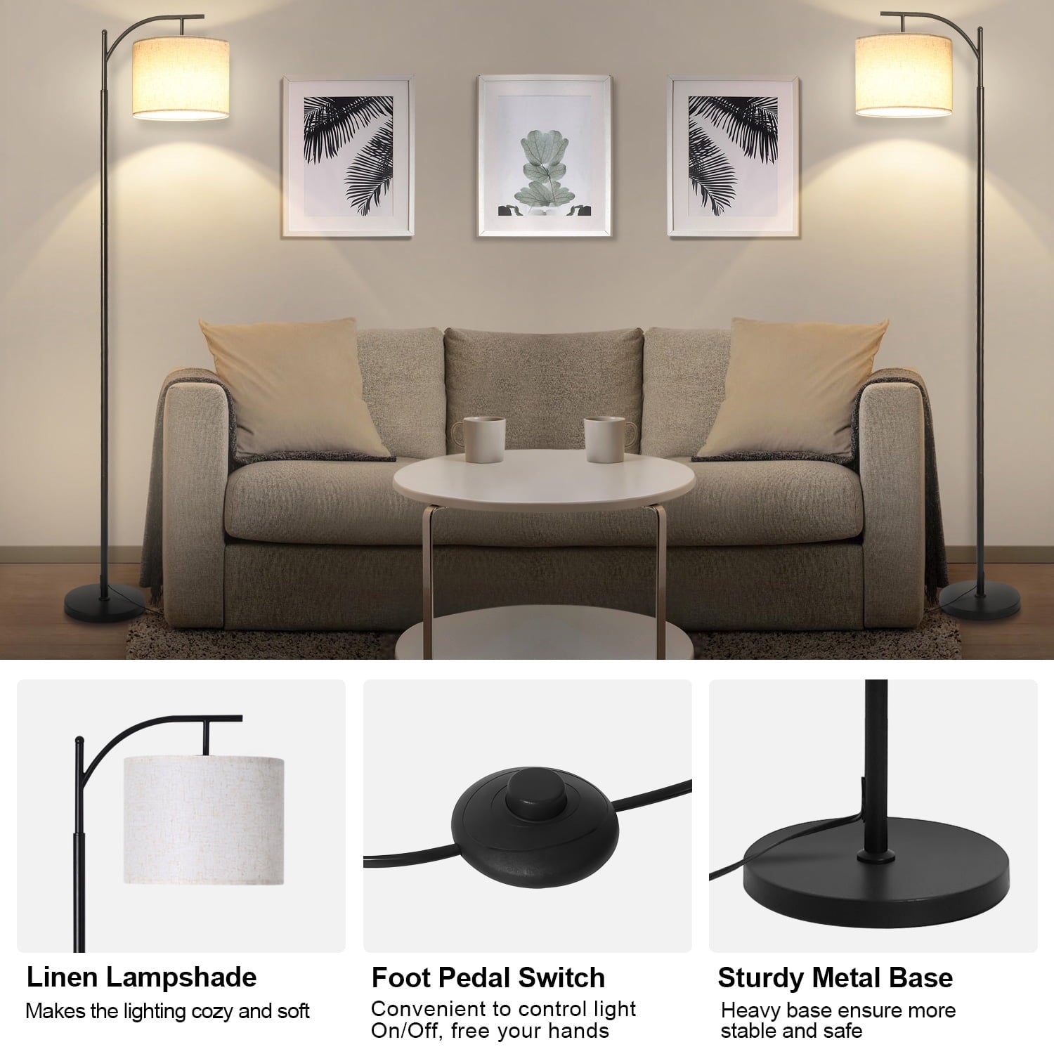 Cozylumi™ Vesteel Floor Lamp, Standing Lamp with 3 Color Temperatures LED Bulb &