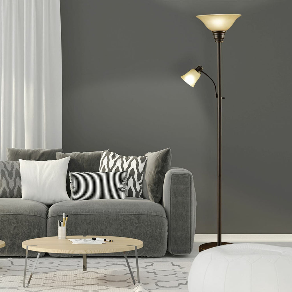 Cozylumi™ Catalina Lighting Kerrington 71'' Floor Lamp with Amber Glass Bell Shade
