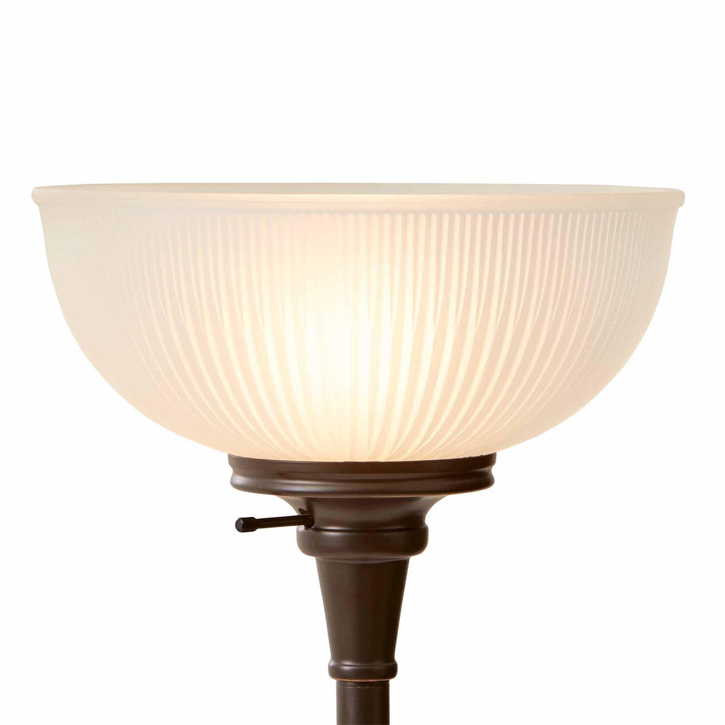 Cozylumi™ 71" New Ribbed Frosted Glass Oil Rubbed Bronze Floor Lamp, Modern Styling
