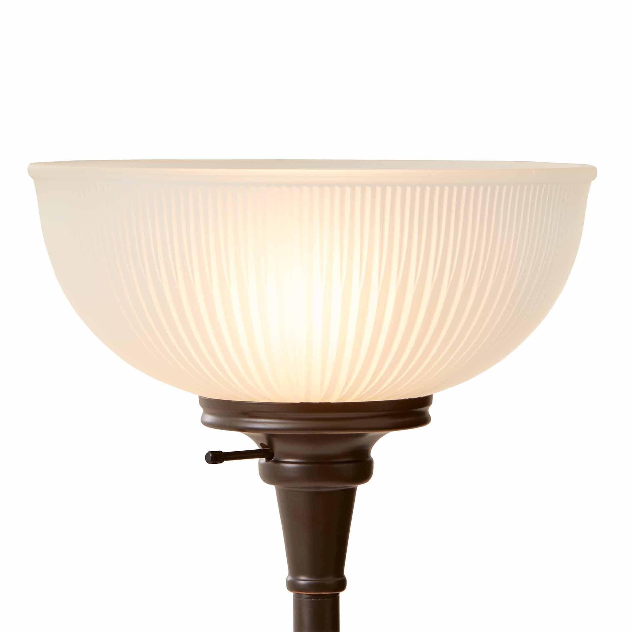 Cozylumi™ 71" New Ribbed Frosted Glass Oil Rubbed Bronze Floor Lamp, Modern Styling