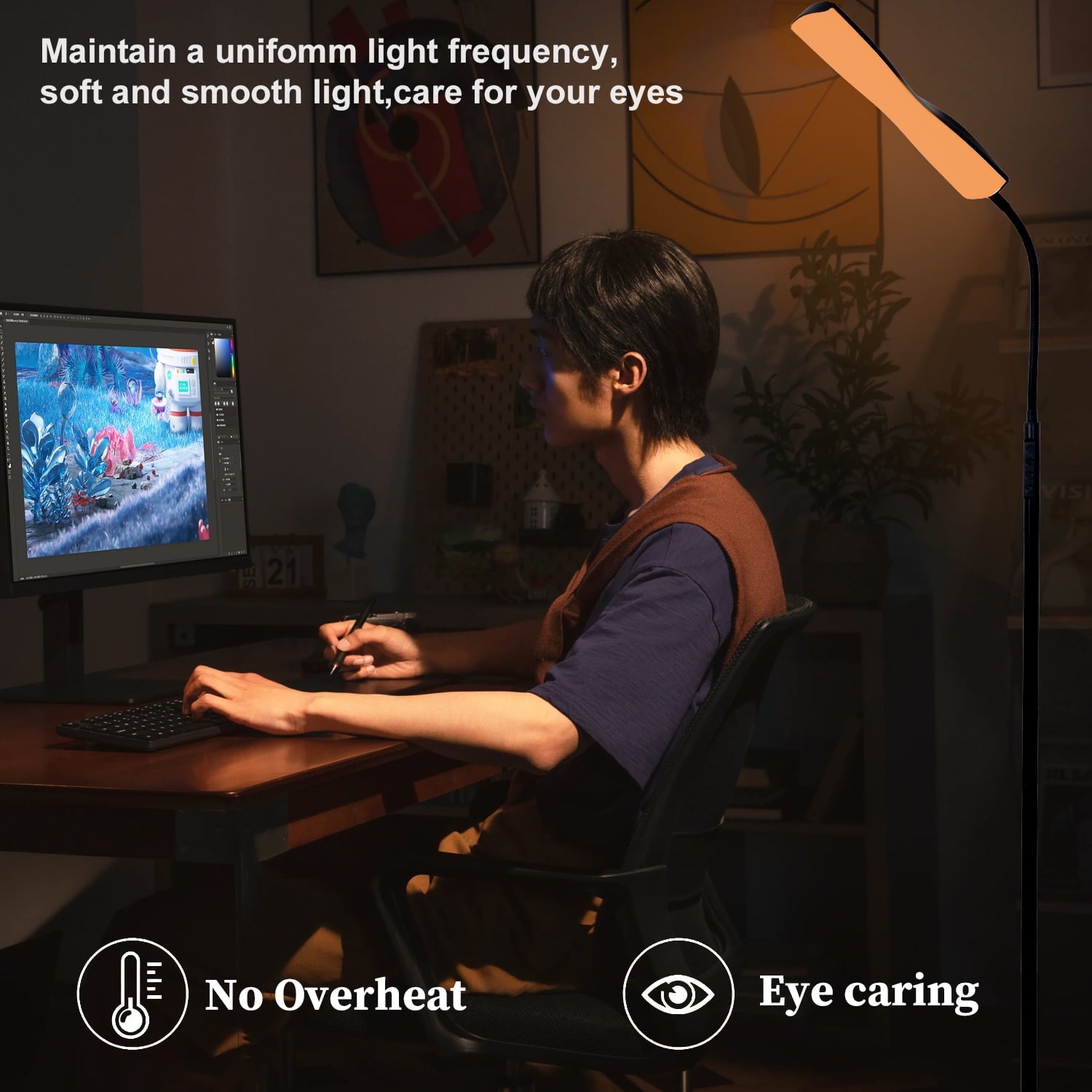 Cozylumi™ Govvep LED Floor Lamp with Flexible Gooseneck and Touch Sensor with Remote